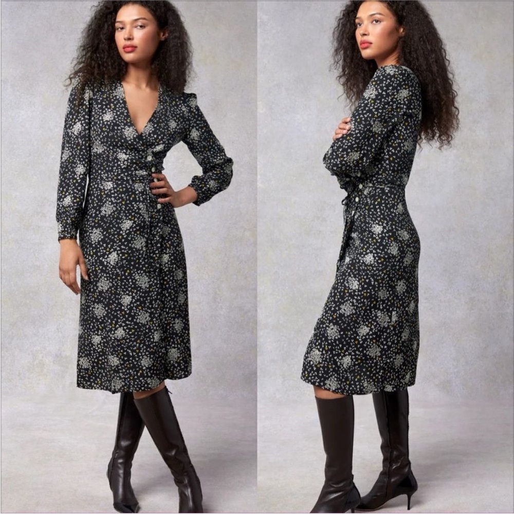 Rouje Gabin Dress Petales Hortensia Noir in Size 34